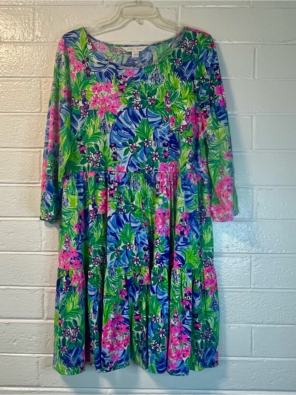 LILLY PULITZER + DISNEY PARKS colorful EUC 100% Cotton knit dress size L (12-14) - Picture 2 of 10